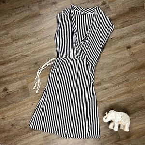 Saturday Sunday Anthropologie Navy Blue and White striped dress women’s Large